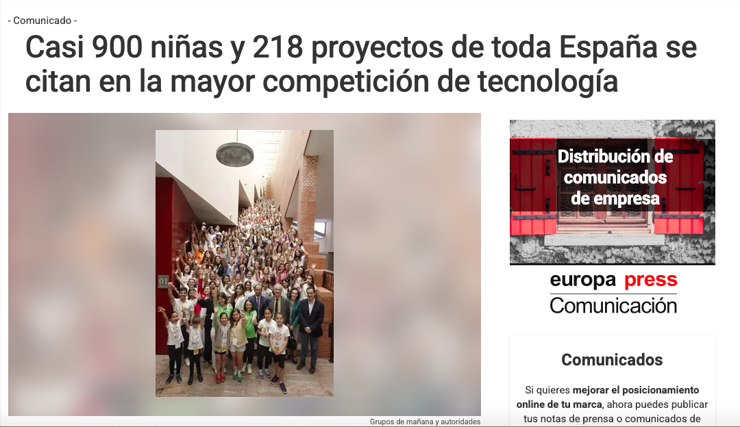 Casi 900 niñas y 218 proyectos de toda España se citan en la mayor competición de tecnología