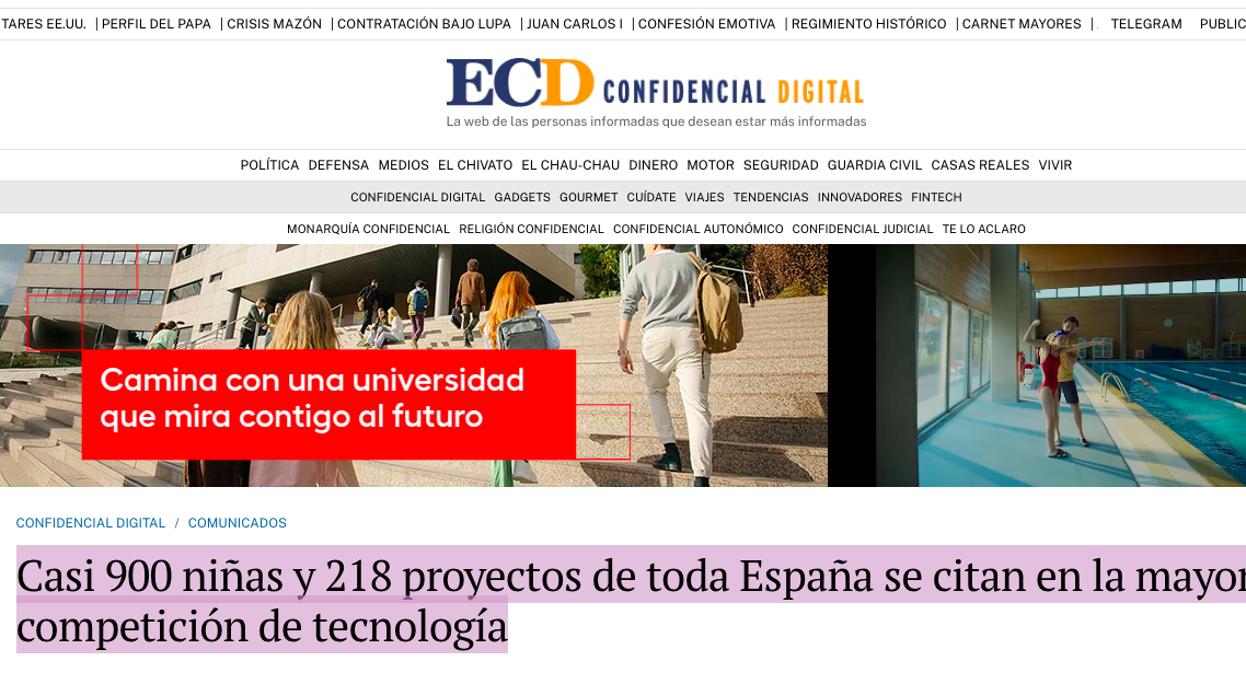 El Confidencial Casi 900 niñas y 218 proyectos de toda España se citan en la mayor competición de tecnología